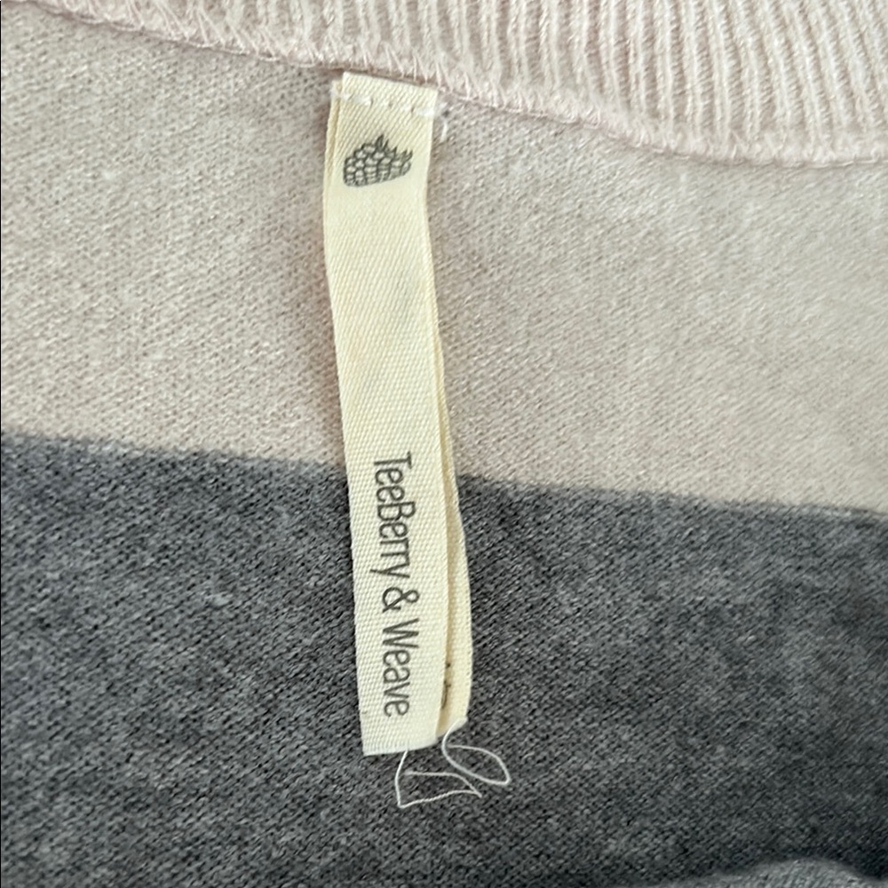Gray and pink Striped Crew Neck Sweater - Picture 2 of 10